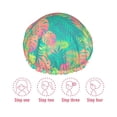 thumbnail image 6 of KLL Colorful Palm Leaves Pattern Shower Cap & Bath Cap for Women,Reversible Oversized Waterproof Shower Caps for all Hair Lengths,Elastic Reusable Bathing Hair Cap, 6 of 7