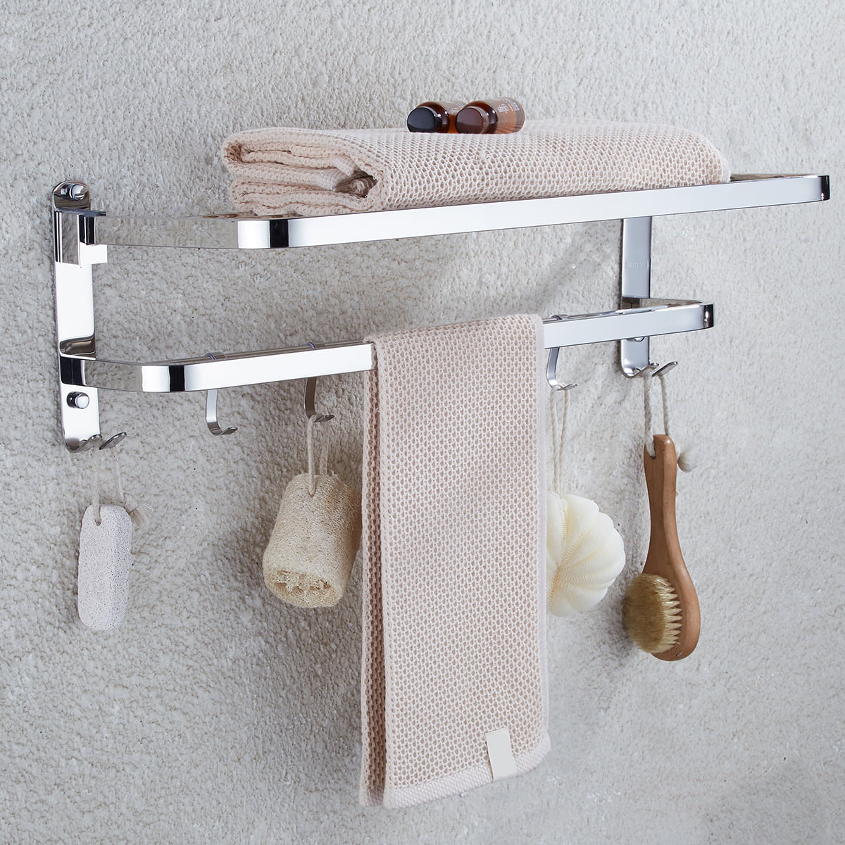 Details about   Wall Mounted Stainless Steel Bathroom Shelf Towel Holder Rack Shower Rail Bar 