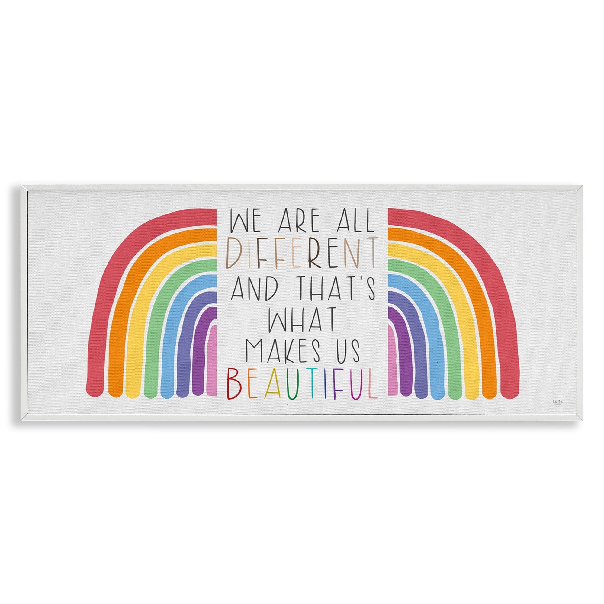 Stupell Industries Bold Rainbow Different Is Beautiful Inspirational Quote , 30 x 13, Design by Lux + Me Designs