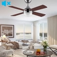 thumbnail image 2 of Ovlaim 48inch Modern Brown Indoor Ceiling Fan with Light and Remote, 4 Blades, Brushed Nickel Steel, 2 of 7