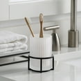 Better Homes & Gardens Ribbed Glass and Metal Toothbrush Holder, White