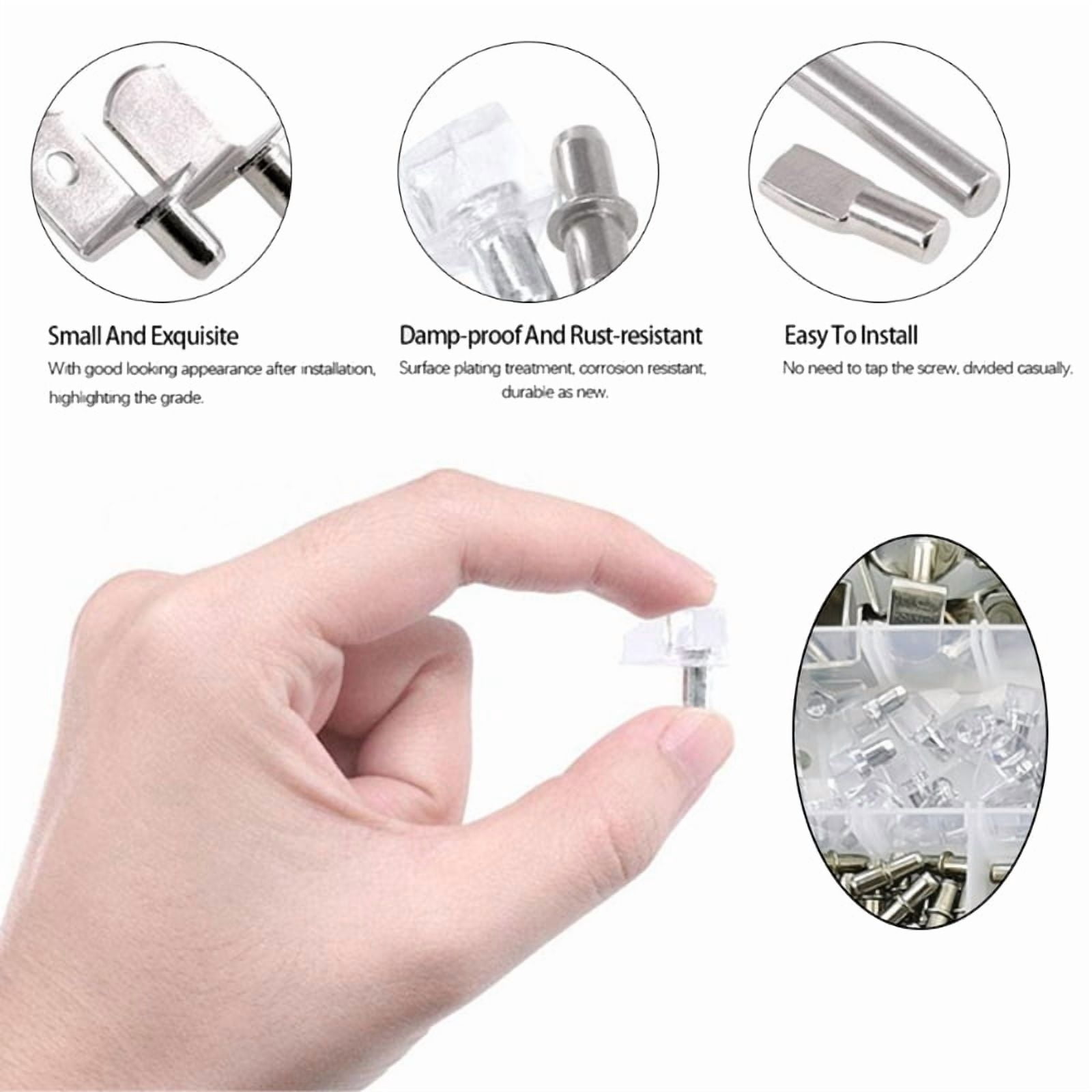 160pcs 6 Styles Cabinet Shelf Support Bracket Pegs Assortment Kit Furniture Bookcase Pins Clips Holder Hardware Tools for Shelf Holes on Cabinets