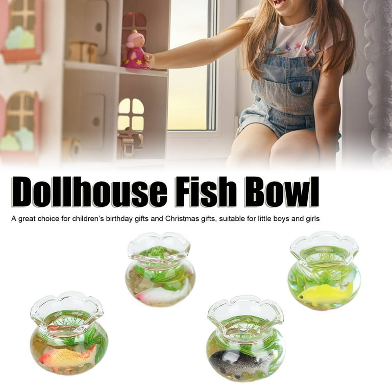 4pcs Miniature Fish Bowl, Dollhouse Fish Tank, Tiny Glass Fish Bowl,  Miniature Glass Goldfish Bowl, Resin Dollhouse Fish Tank Accessories for  Garden