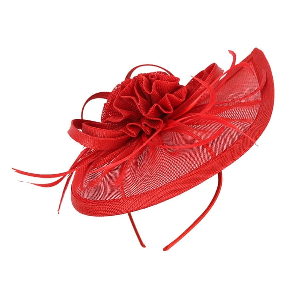 CTIRCHIU Red Fascinator Headband, Imitation Hemp, Fashion Tea Party Hat Accessory