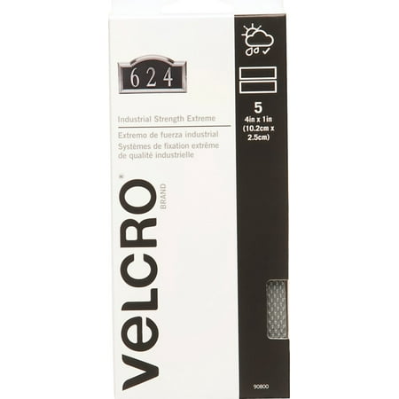 VELCRO® Brand Extreme Outdoor Tape 4in x 1in Strips, Titanium, 5 ct