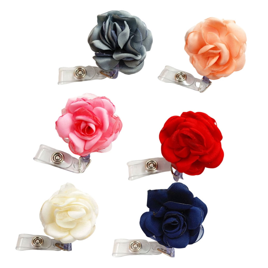 FOMIYES 6-Pack Retractable Badge Reels with Floral Design, Assorted Colors for Office Badge Holders and Name Tags