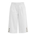 thumbnail image 2 of Besolor Wide Leg Capri Pants for Women Casual Loose Lightweight Breathable Hem Button Elastic Waisted Capris with Pockets, 2 of 6