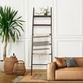 thumbnail image 6 of Blanket Ladder, 6-Tier Wooden Quilt Stand, Decorative Ladder Shelf, Leaning Shelf, Wall Leaning Blanket Ladder Towel Storage Rack for Living Room (Brown), 6 of 17