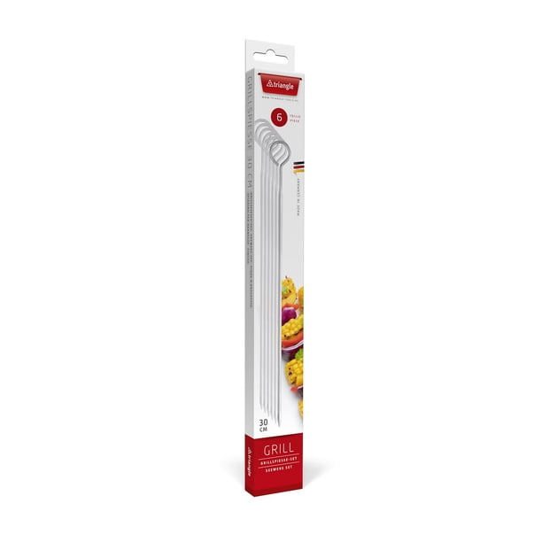 Set de brochetas triangulares, 6 piezas, 25 cm, con anilla