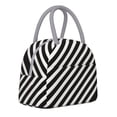 thumbnail image 2 of Insulated Lunch Tote Bag Black And White Stripes Lunch Bag for Women Men Light Grey, 2 of 7