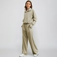 thumbnail image 7 of Huankd Womens 2 Piece Outfits Sweatsuit Set Oversized Half Zip Sweatshirt Wide Leg Sweatpants Lounge Set Tracksuit Khaki XL, 7 of 7