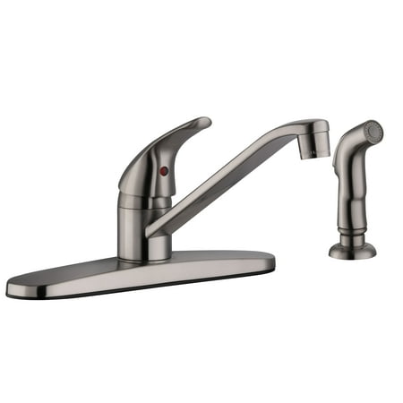 Satin Nickel Residential Single Design House 583997 Middleton Single Handle Kitchen Faucet with Side spray, Satin Nickel ()