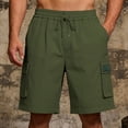 thumbnail image 4 of PIMSSY Men Shorts Outdoor Loose Fit Stretch Casual Pocket Workwear Beach Sports Shorts Solid Color Summer Male Cozy Bottoms, 4 of 9