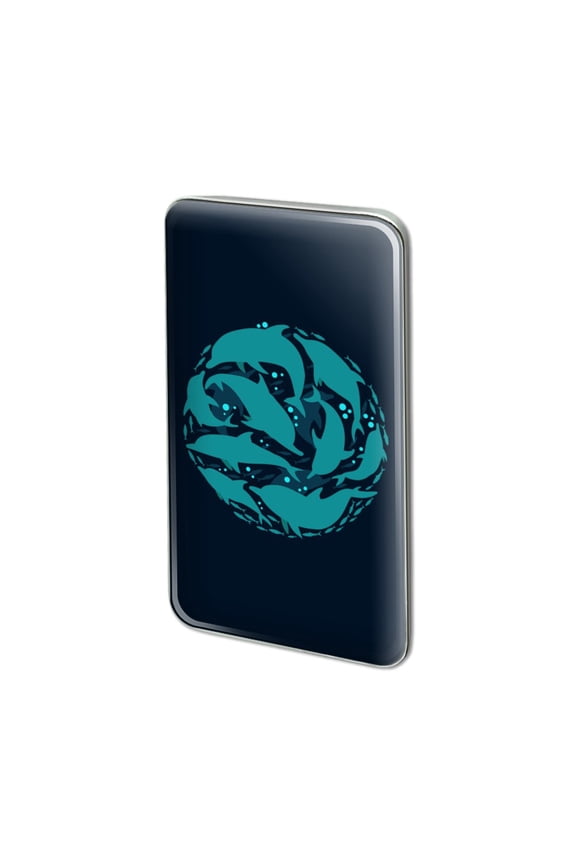 Dolphin Circle Sardines Ocean Fish Metal Rectangle Lapel Hat Pin Tie Tack Pinback