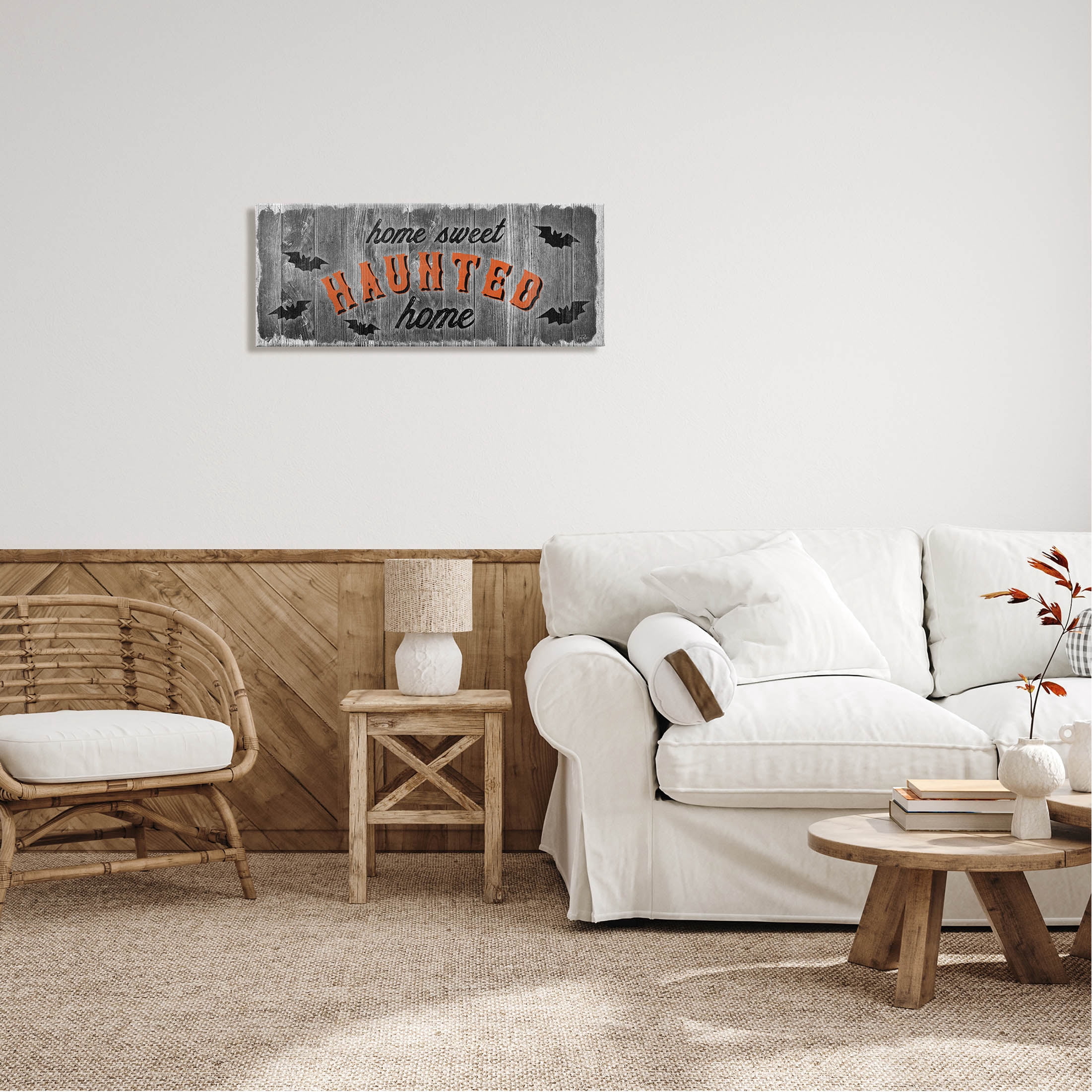 Stupell Industries Sweet Haunted Home Bats Sign Graphic Art Gallery Wrapped Canvas Print Wall Art, Design by Natalie Carpentieri