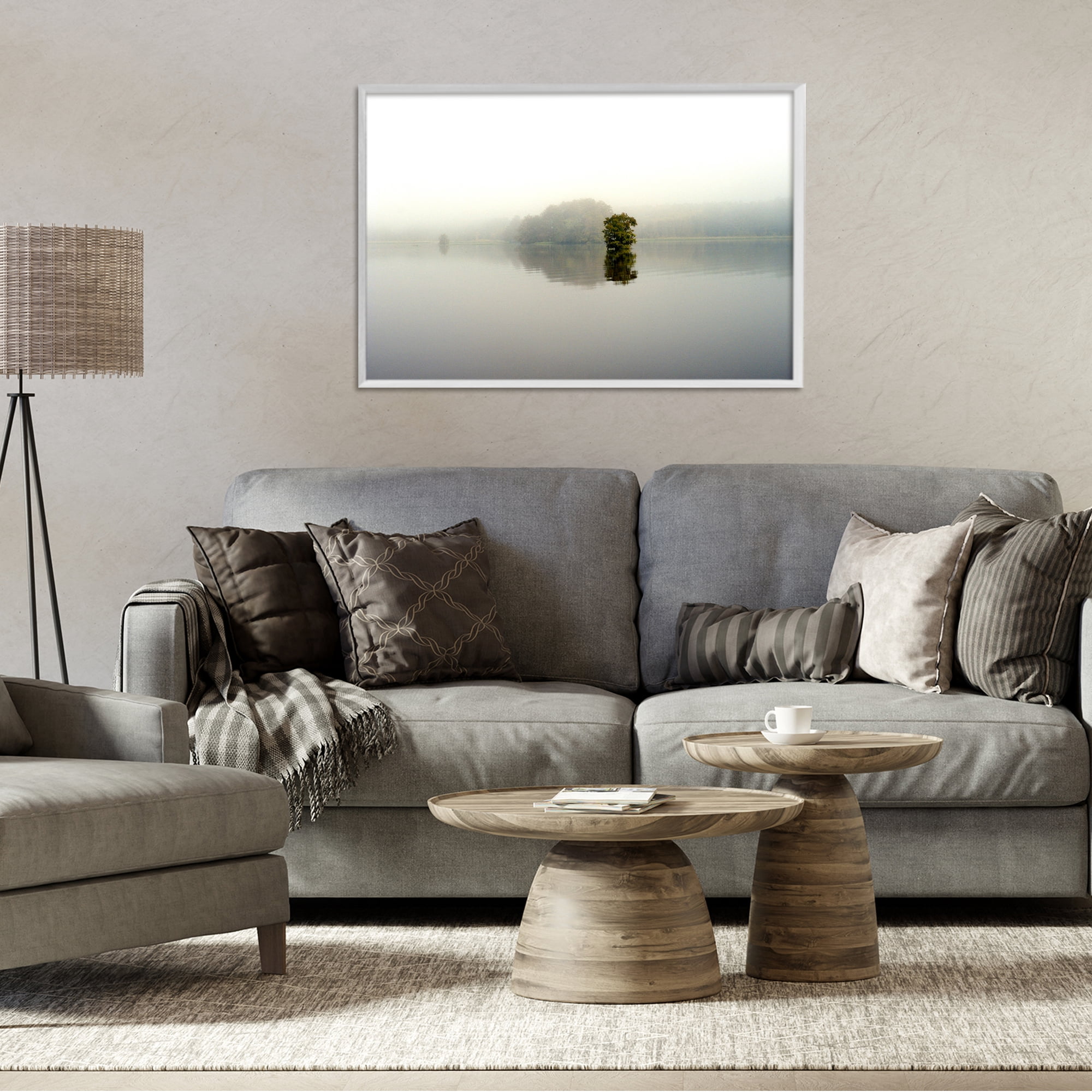 Stupell Industries Misty Lake Reflection White Framed Giclee Art, design by Gail Peck