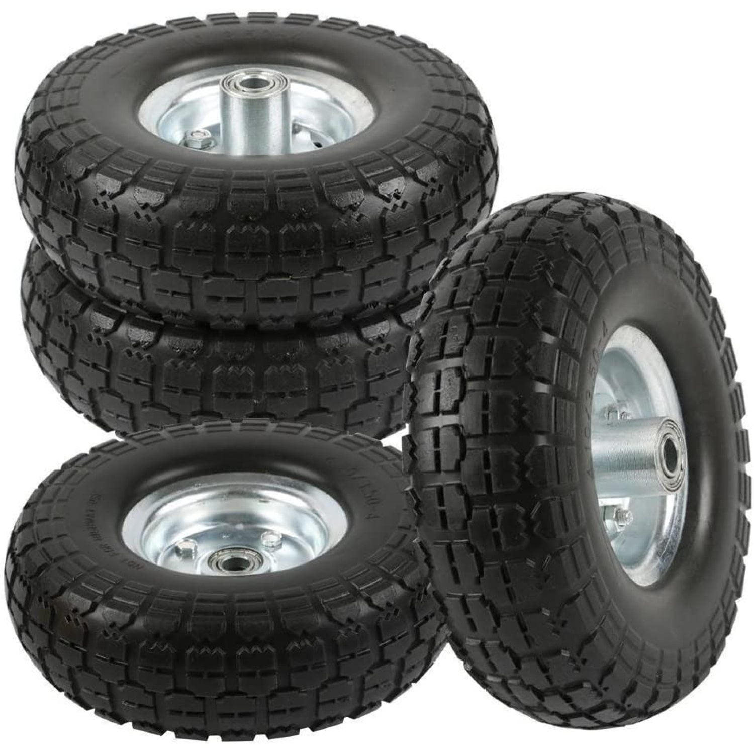 Bilot 4 Pcs 10Inch Solid Rubber Tyre Wheels for Garden Utility Wagon