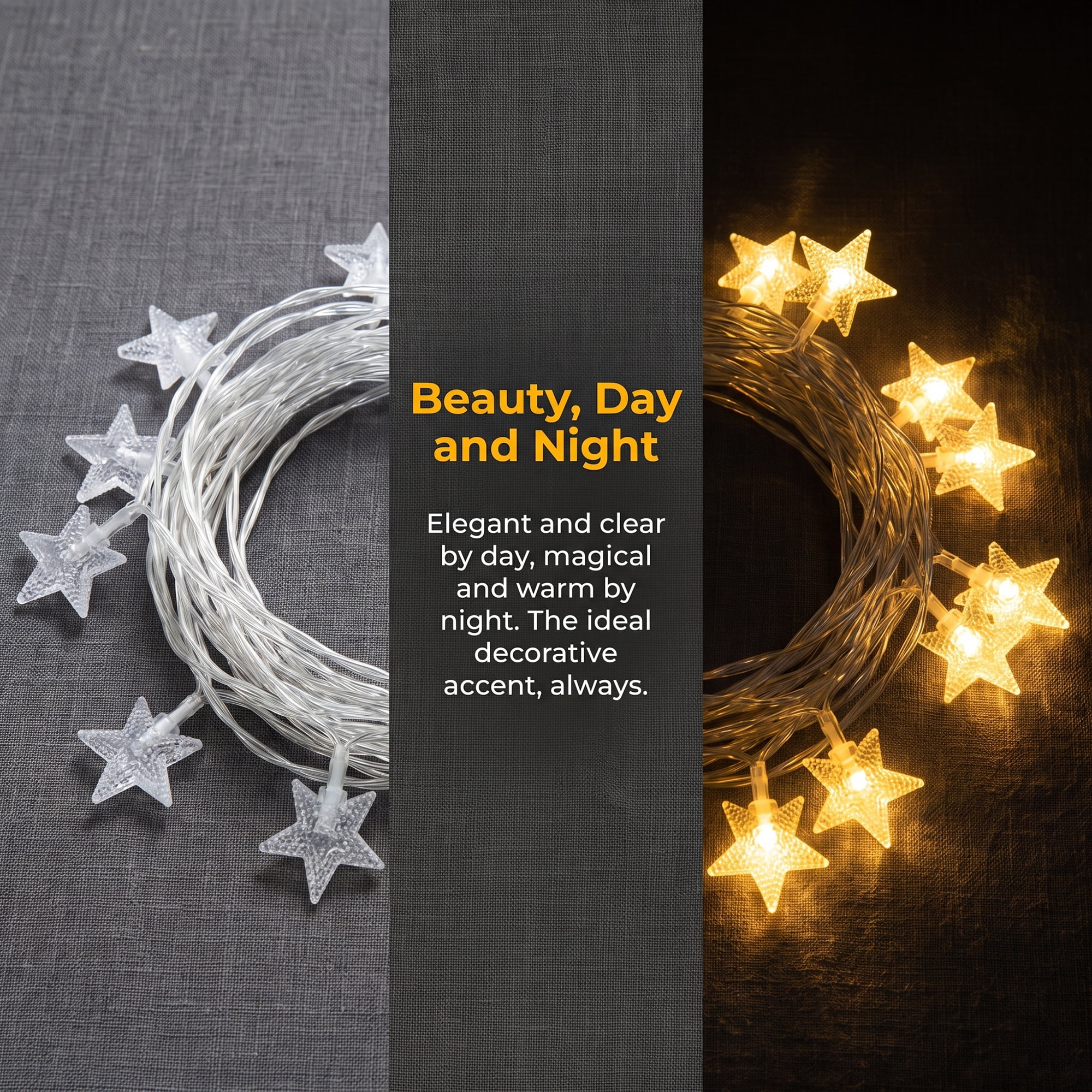 Unique Bargains 3D Star Lights with Flexible Design 6.6 ft Warm White Battery Operated