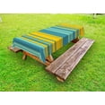thumbnail image 1 of Yellow and Blue Outdoor Tablecloth, Horizontal Abstract Color Stripes Lines Simplistic Modern Art Print, Decorative Washable Fabric Picnic Tablecloth, 58 X 120 Inches, Teal Turquoise, by Ambesonne, 1 of 2