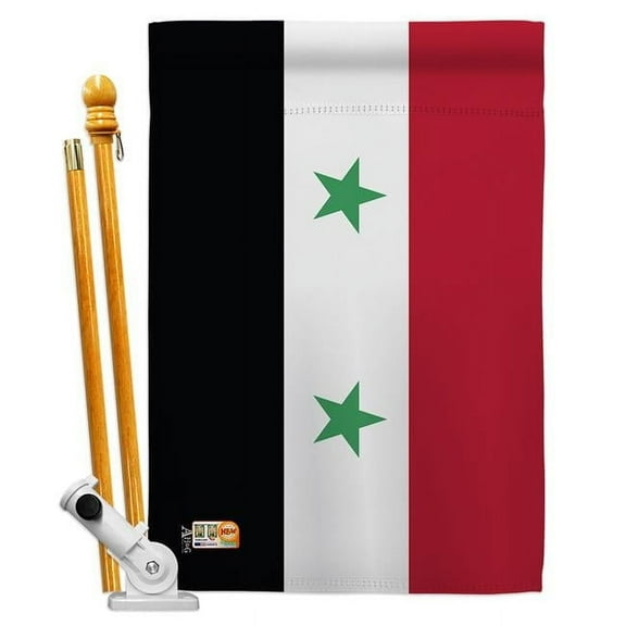 Americana Home & Garden AA-CY-HS-140227-IP-BO-D-US18-AG 28 x 40 in. Syria Flags of the World Nationality Impressions Decorative Vertical Double Sided House Flag Set & Pole Bracket Hardware Flag Set