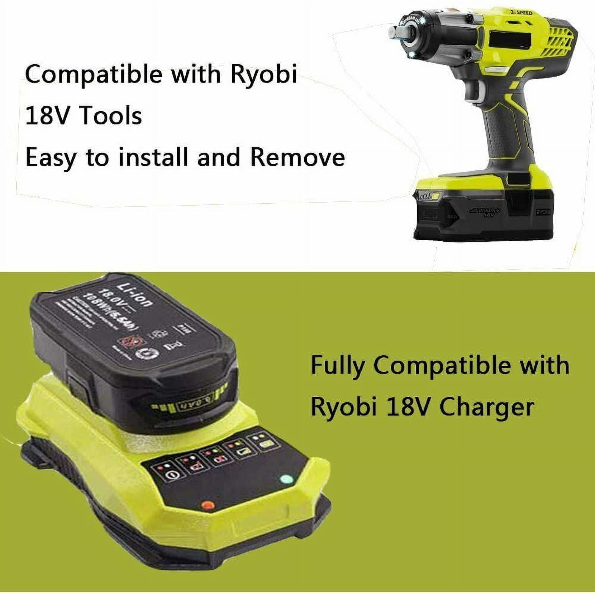 2Pack 18V 5.0Ah Replacement Battery and P117 Charger for Ryobi 18V Battery One Plus P102 P103 P104 P105 P107 P108 P109 P190 P122