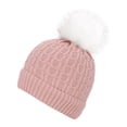 thumbnail image 3 of Arctic Paw Sherpa Lined Knit Beanie with Faux Fur Pompom,Pink, 3 of 4