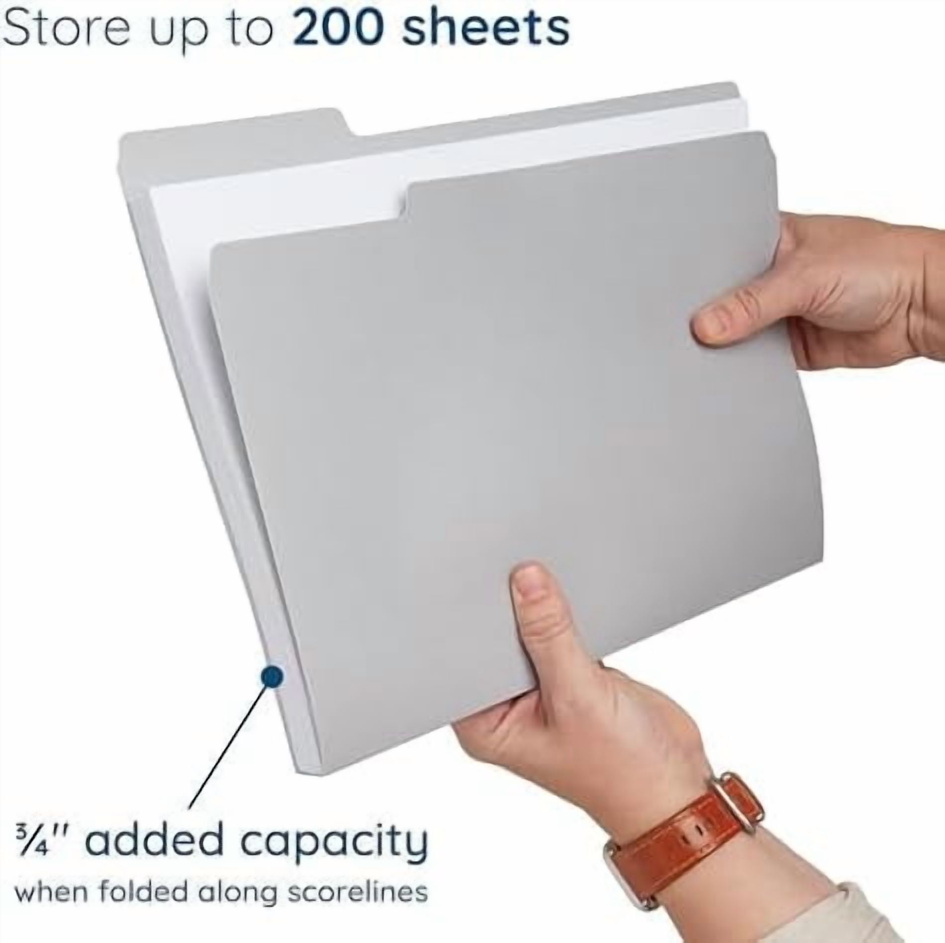 100  Gray File Folders Letter Size - Durable 11pt Grey Folders, 1/3 Cut 3 Tabs Gray Folders, Holds Letter Size Documents