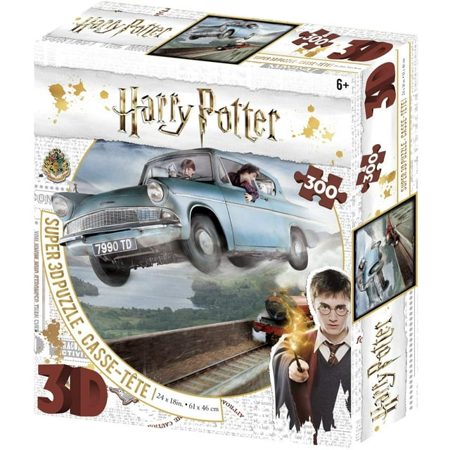 Jigsaw 3D Puzzle Harry Potter 24 Inch by 18 Inch Puzzle 300 Piece - Ford Anglia, Ronald Weasley and Harry Potter
