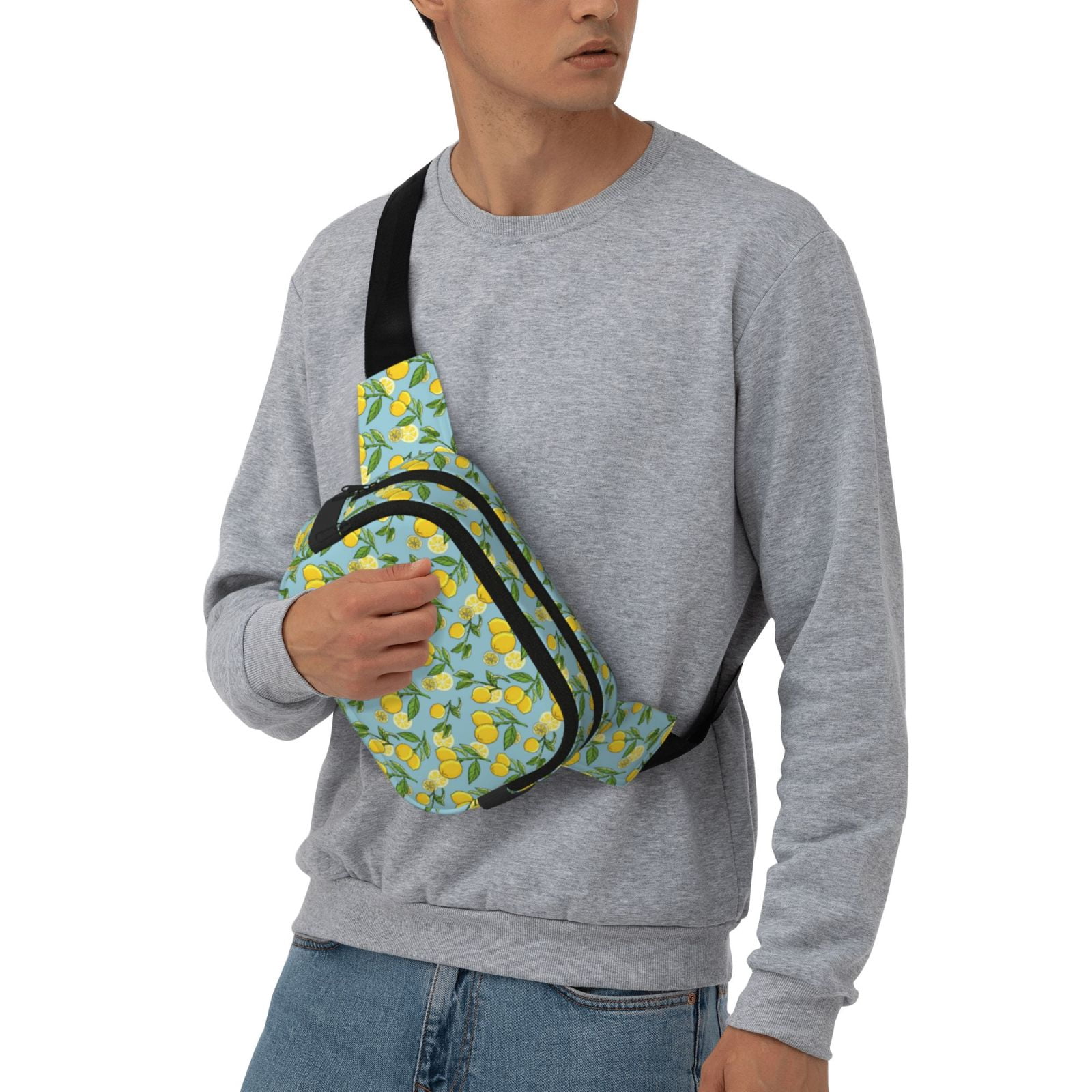 Fuzoiu Lemon (3) Print Unisex Square Double Layer Waist Bag,Crossbody Fanny Pack Travel Workout Accessory