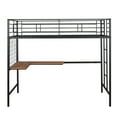 thumbnail image 4 of Gewnee Twin Size Metal Loft Bed Frame with L-Shape Desk and Metal Grid for Kids,Teens, Black, 4 of 8