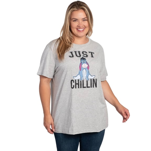 Women's Plus Size Disney Winnie The Pooh Eeyore T-Shirt Just Chillin Gray