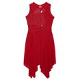 thumbnail image 3 of YONGHS Kids Girls Ballet Lyrical Contemporary Dance Dress Irregular Skirt Leotard Ballerina Dancewear Red 10, 3 of 6