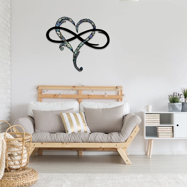 BUTORY Infinity Heart Metal Wall Decor,Love Sign Plaque Steel Art Geometric Wall Decor Set Cut
