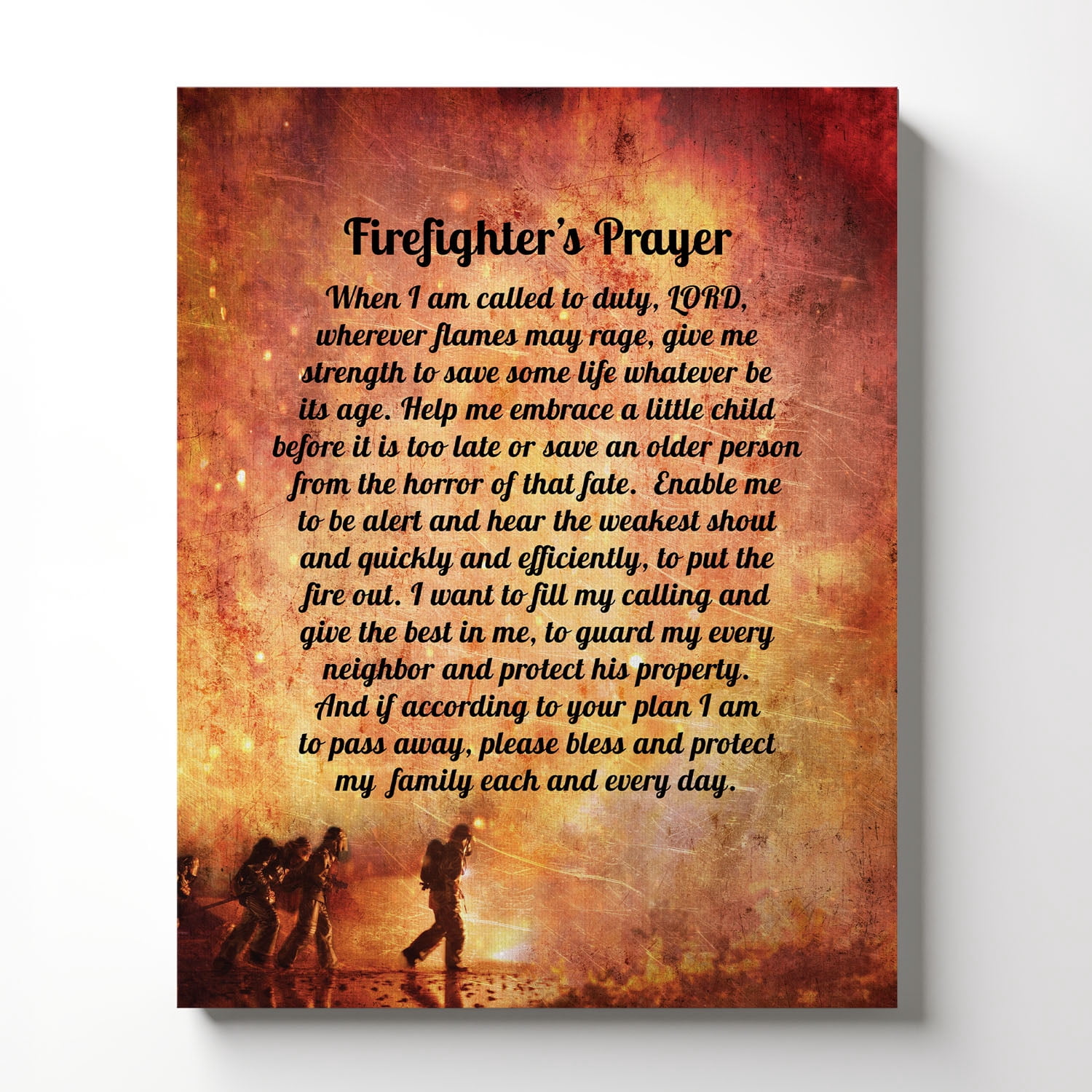 Firefighter Prayer Canvas Print, Firefighter Gifts For Men, Firefighter Decor, Ready To Hang for Living Room Home Wall Decor 11x14