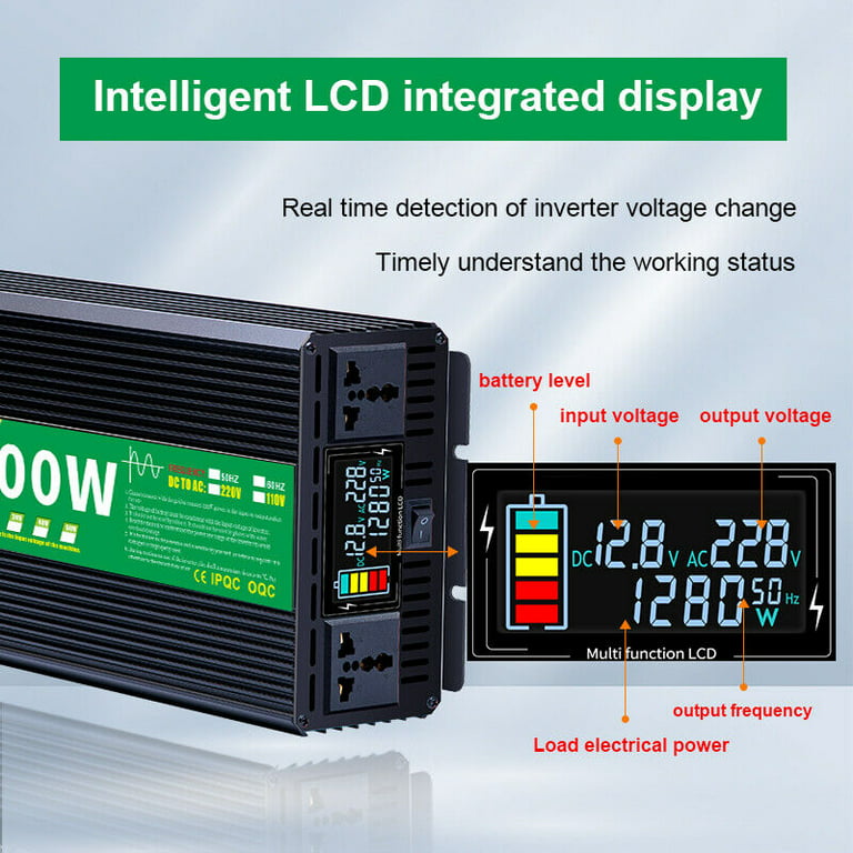6000 Watts Power Inverter DC 24V to AC 220V Car RV Converter with LCD  Display 