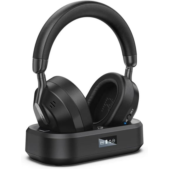 Swiifome Wireless Headphones for TV Watching with LED Display TV Transmitter Charging Base, Bluetooth V5.3 Headphones No Lip-Sync Delay, Plug and Play, Gifts for Elderly