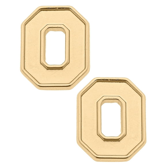 Women's CANVAS Style Ohio State Buckeyes 24K Gold Plated Stud Earrings
