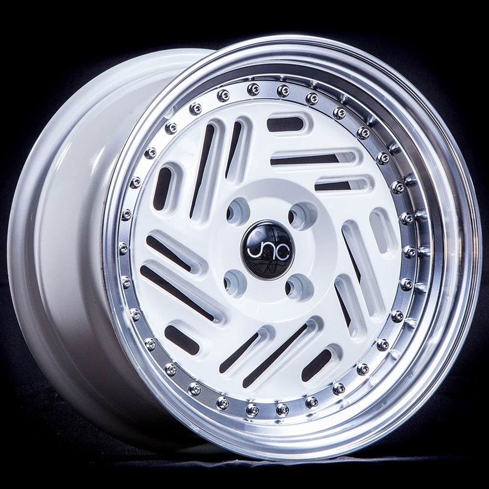 JNC Wheels 15" JNC035 White Machined Face Rim 4x100 15x8 inch