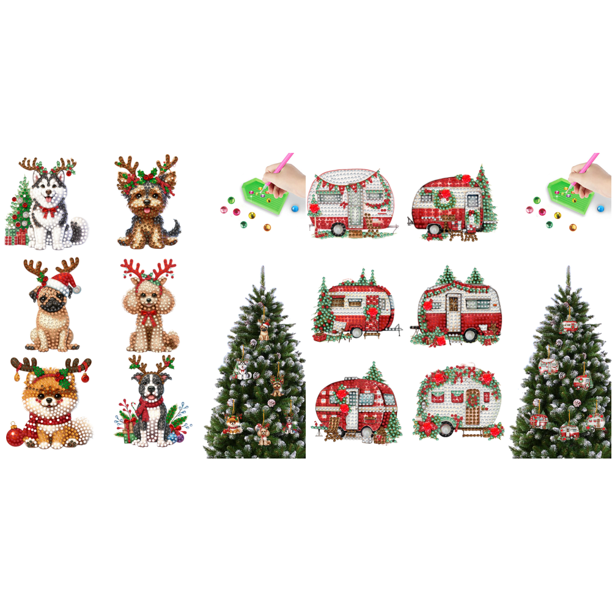 6 Uds Acrílico Forma Especial Cachorro Navidad 5D DIY Diamante Arte