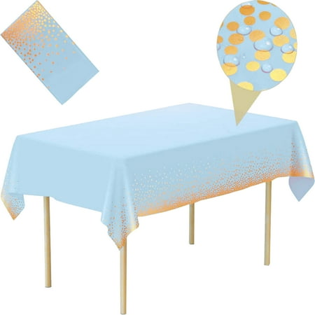 

MRULIC Kitchen supplies Plastic Tablecloths Gold Dot Disposable Tablecloths Plastic Dot Table Cover + Blue