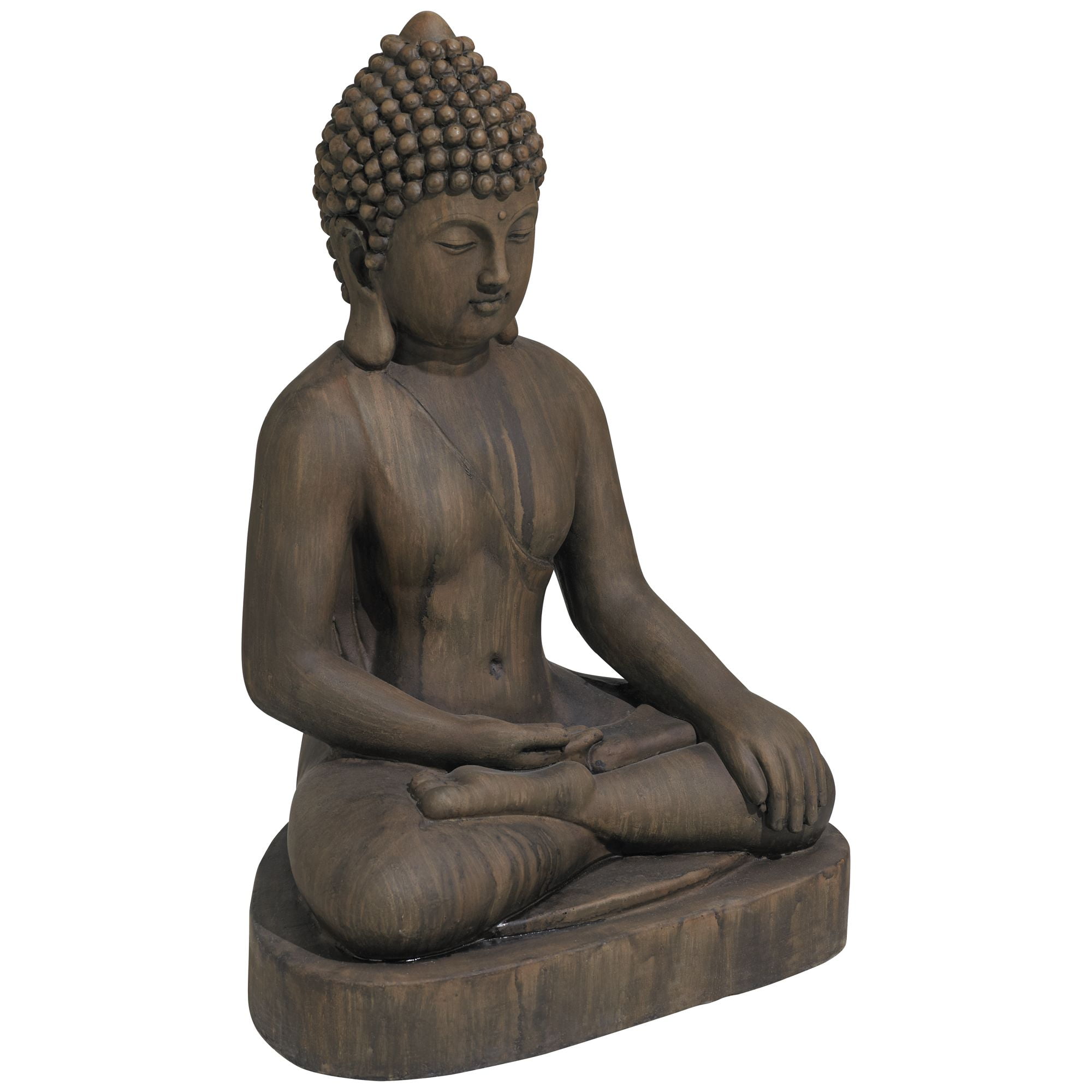 John Timberland Sitting Buddha Statue Sculpture Zen Asian Decor Outdoor Garden Yard Dark Sandstone Faux Stone Finish 29 1/2" High