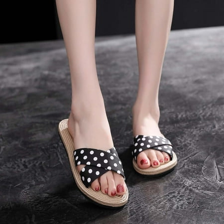 

EQWLJWE Summer Ladies Slippers Polka Dot Polka Dot Holiday Beach Shoes Women s Slippers Holiday Clearance