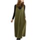 thumbnail image 1 of Vestido Sexy para las Mujeres, Color Sólido V Cuello sin Mangas Vestido de Chaleco con Bolsillo Lateral, Longitud Del Tobillo, 1 of 6