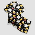 thumbnail image 4 of mgoYE Halloween Girls Pajamas Shorts Set Girls Satin Pajama Set Halloween Pumpkin Ghost Print Shirts and Shorts Short Sleeve Button Soft 2 Piece Outfits|Black 8-9 Years, 4 of 5