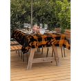 thumbnail image 2 of Outdoor Tablecloth with Umbrella Hole and Zipper, Halloween Rectangle Table Cloth 60x120 Inch Waterproof Tablecloth, Orange Black Paid Horror Bat Spooky Halloween Picnic Table Cover for Patio Camping, 2 of 7