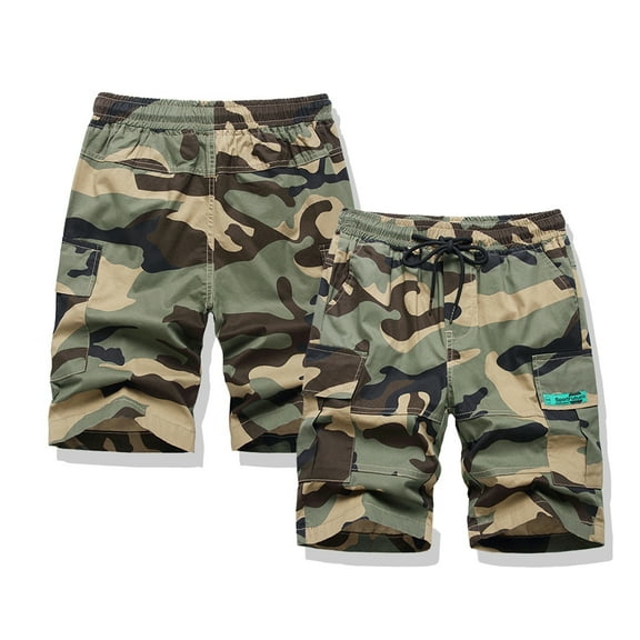 FJUCHAI Kids Boys Camo Cargo Shorts 5-Inch Quick-Dry Lightweight Summer Outdoor Elastic Waist Durable Hiking Play Clothes for Youth Teen