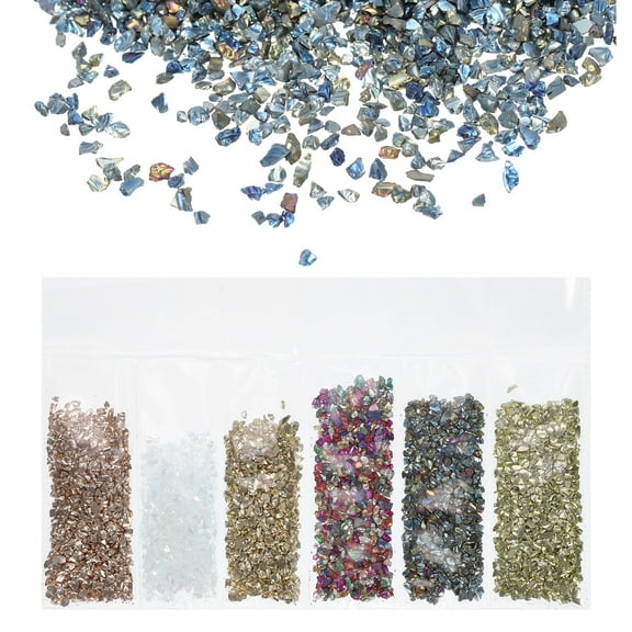 Crushed Glass Chips 1-3mm 6 Colors Irregular Chips for Nail Arts Craft