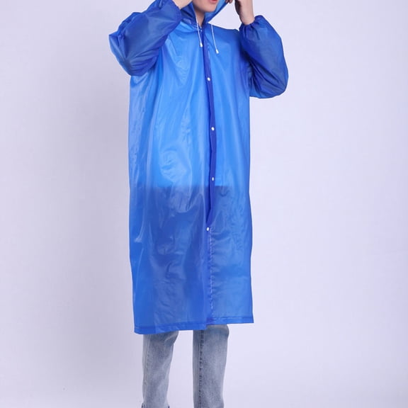 HOMEMAXS Blue EVA Waterproof Raincoat with Hood and Sleeves for AdultsReusable One Size Fits Most