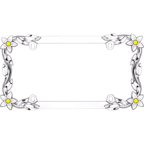 Cruiser Accessories Daisy License Plate Frame, Chrome/Painted