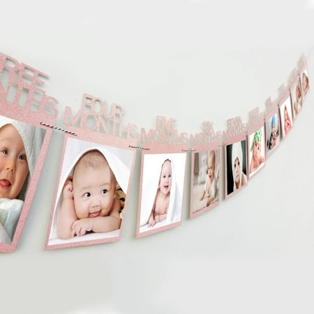 Codream Birthday Photo Frame 1-12 Months Baby's Photo Frame Shower Baby Photo Holder Kids Birthday Gift Room Decorations